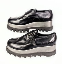 Marco Moreo Isla Milano Women's Black Leather 3" Lug Sole Shoes EU 41 US 10