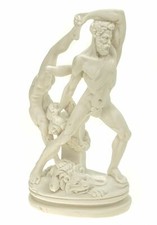 Alabaster Dekofigur Hercules Sohn des Zeus und Lichas Skulptur 15 cm weiß 