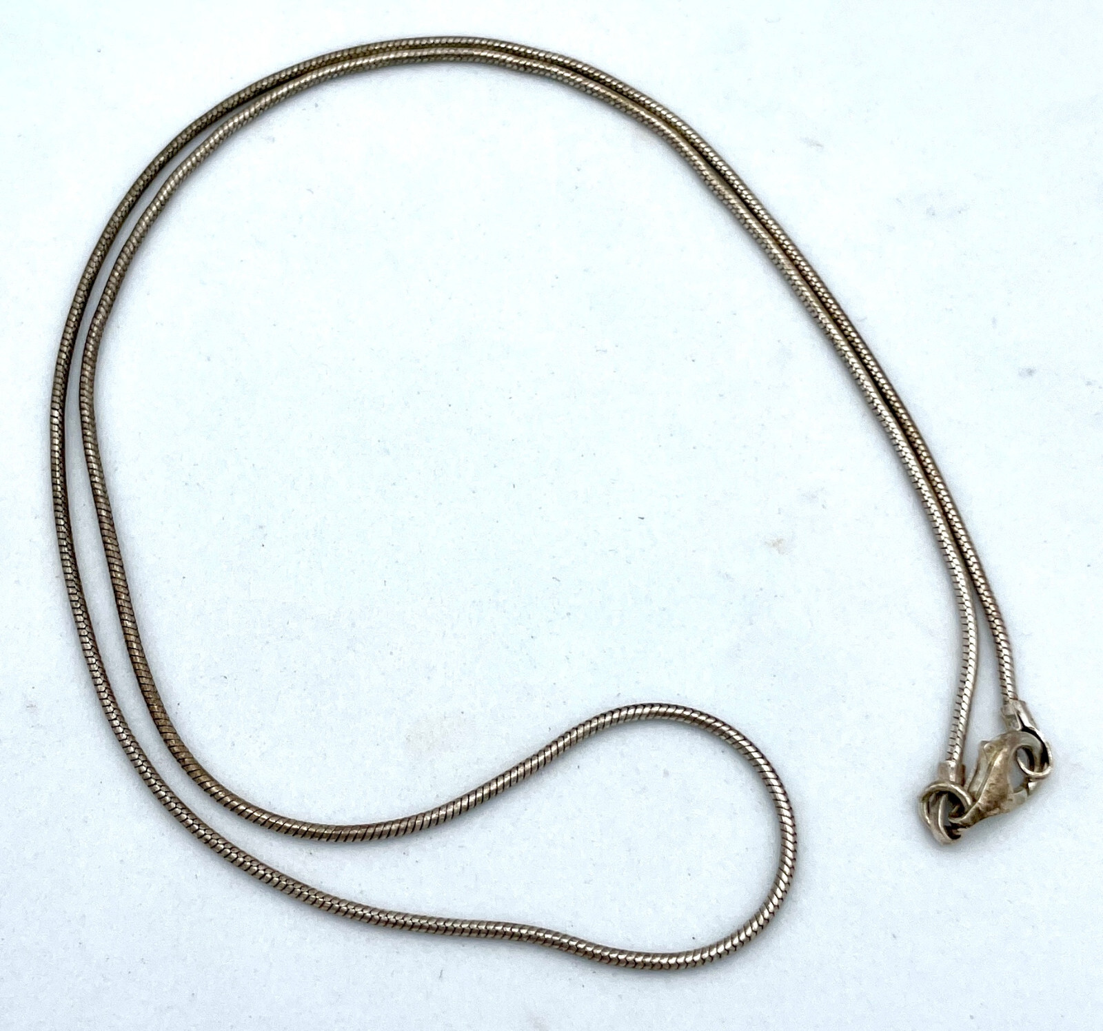 Fina Collar Serpiente de Acero 925 Plata Con Cierre Mosquetón -