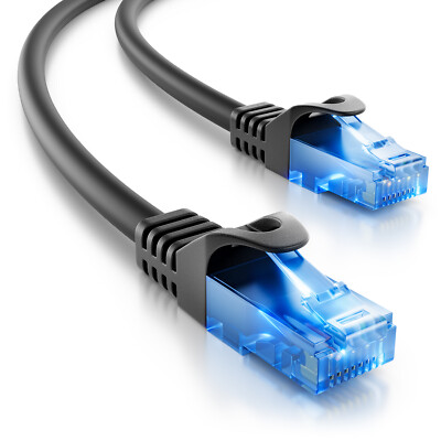 deleyCON 10m CAT6 Patchkabel Netzwerkkabel Ethernet LAN DSL Kabel Schwarz