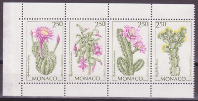 MONACO 1993 FLORES DE CACTUS 4 VALORES PROCEDENTES DE CARNET NUEVOS MNH