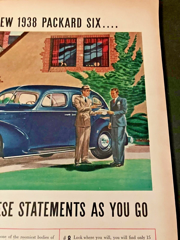 1938 Packard Six - Vintage Original Illustrated Automotive Print Ad / Wall Art - Image 3 of 4