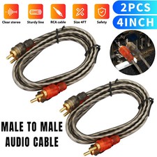 2pcs 4 Ft Rca Cables 2 Channel Shielded Twisted Interconnect Car Audio Amp Cable