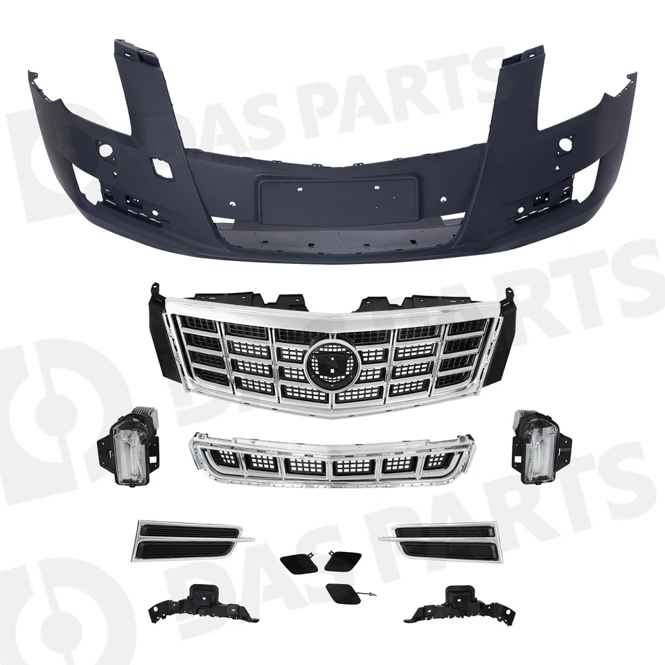For 2013-2017 Cadillac XTS Front Bumper Cover W/ Sensor Holes Grilles Fog Lights Foto 2 de 4