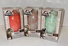 Jurassic World Fizzie Eggs Lot of 3 Bath Bombs w/ Dinosaur Dog Tags Scented Park