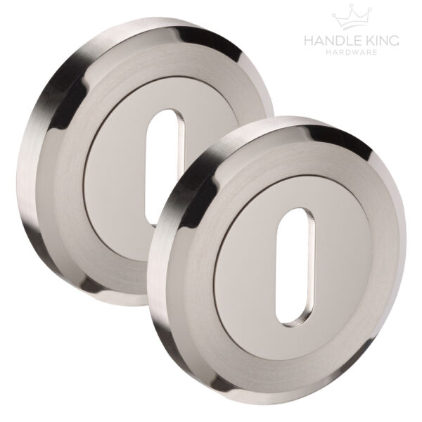 Stainless Standard Keyhole Covers Escutcheon Pairs 2 8mm Thick Duo Finish