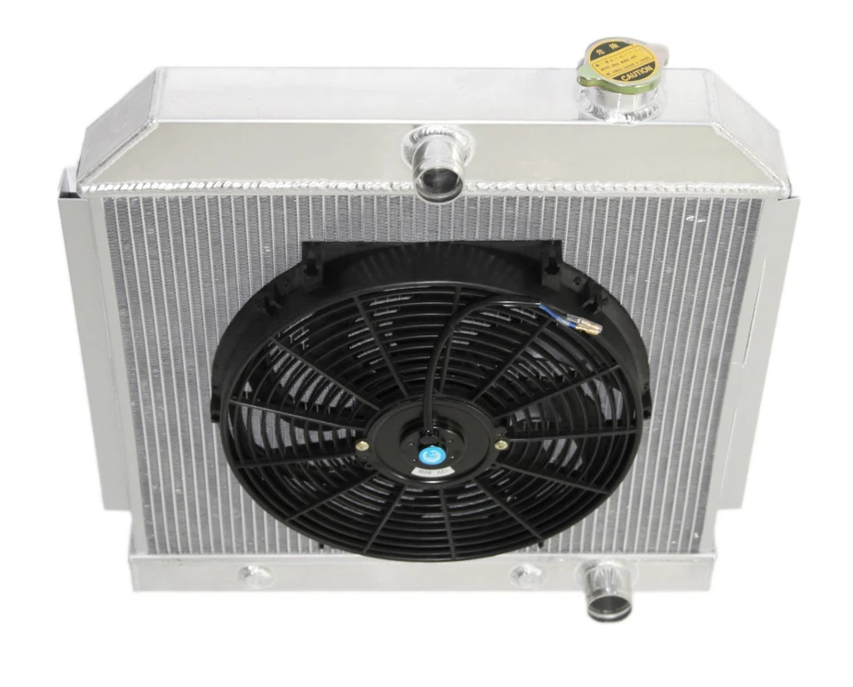 Radiador de rendimiento de 3 núcleos + ventilador de 14" para Chevy Bel Air/Nomad/150/250 MT V8 55-57 Foto 2 de 4