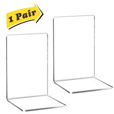 Plastic Acrylic Bookends Pair Organizer Bookshelf Rack Decor Decorative Bedroom