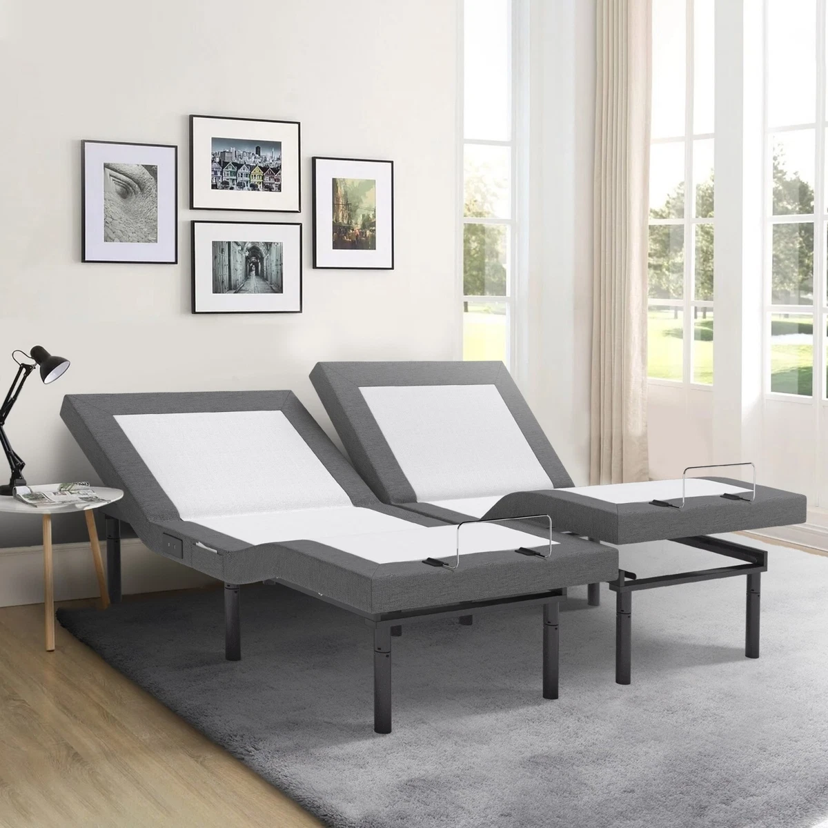 Adjustable beds with clearance massage feature