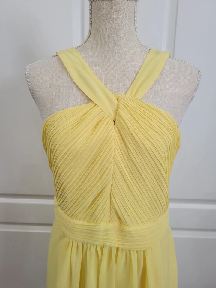 Tevolio Halter Party Dress Yellow Size 10 Crisscross Straps Formal Evening - Image 3 of 4
