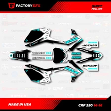 Black & Cyan Shift Racing Graphics kit fits Honda Crf250 14-17 Crf 250 Decals