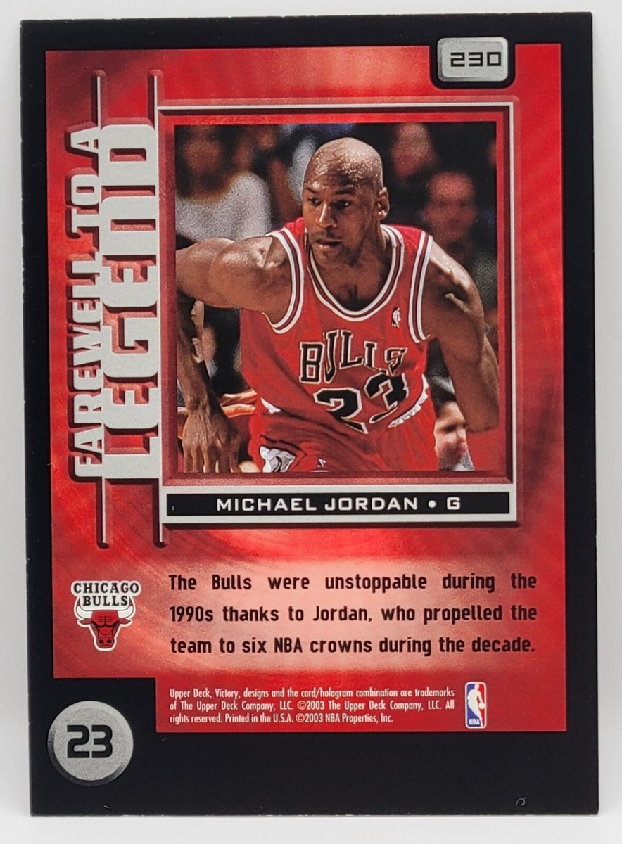 230着限定MichaelJordan 直筆サインジャージ UPPERDECK社 03-04 Upper Deck Victory (Farewell To A Legend) Michael Jordan HOF