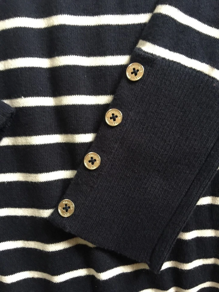 Suéter a Rayas Nautica Para Mujer Azul Marino Blanco Talla L Ancla Náutica Suéter Playa Foto 3 de 4