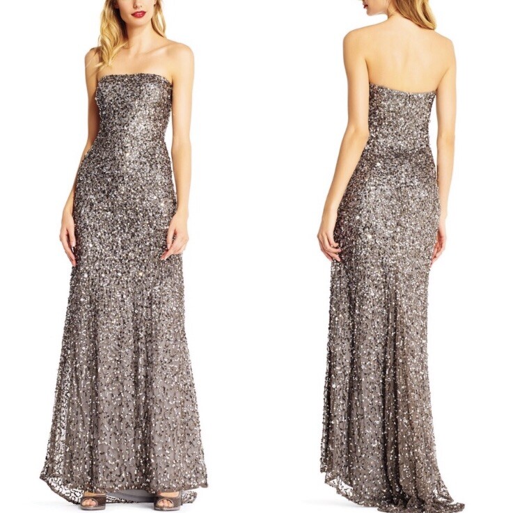 princess polly baby blue dress NWT Adrianna Papell Sequin Crunchy Platinum Beaded Strapless Dress Wedding  Prom