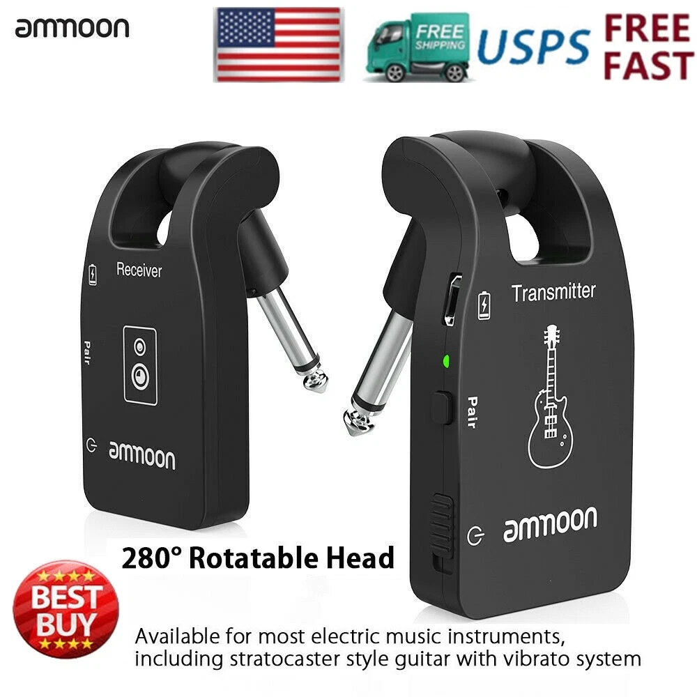 ammoon 2.4G Wireless Guitar System Transmitter Receiver for Guitar