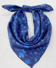 men Women 100 twill Silk 20" Square Scarf neckerchief Wrap floral blue SC20-BJ