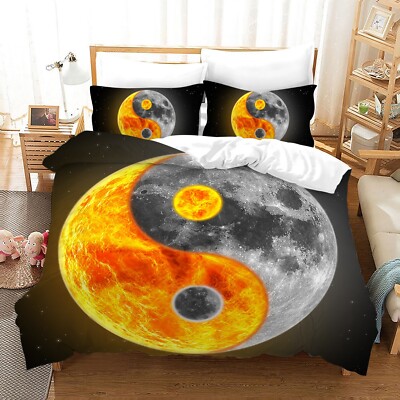 3D Yin Yang Red Black Quilt Cover Set Bedding Sets Pillowcases