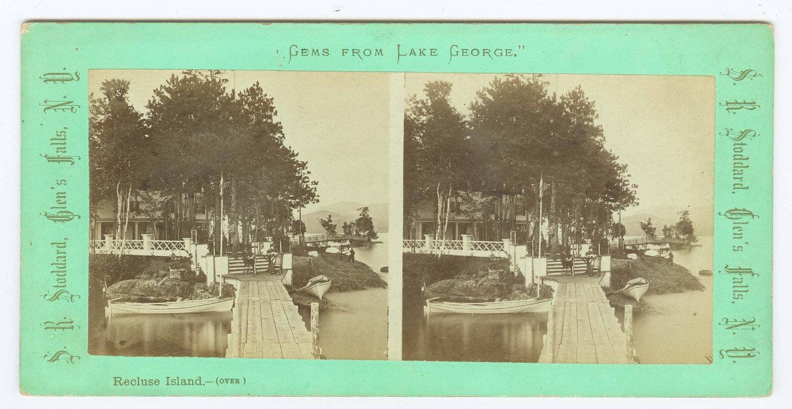 G2514~ NEW YORK – Recluse Island Lake George 1860s Stereoview – Stoddard
