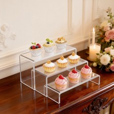 Clear Display Risers Shelf, 3pcs Countertop Acrylic Display Stands S M L