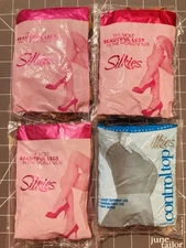 Lot of 4 Silkies Control Top Pantyhose Size Large Nude & Taupe Moderate