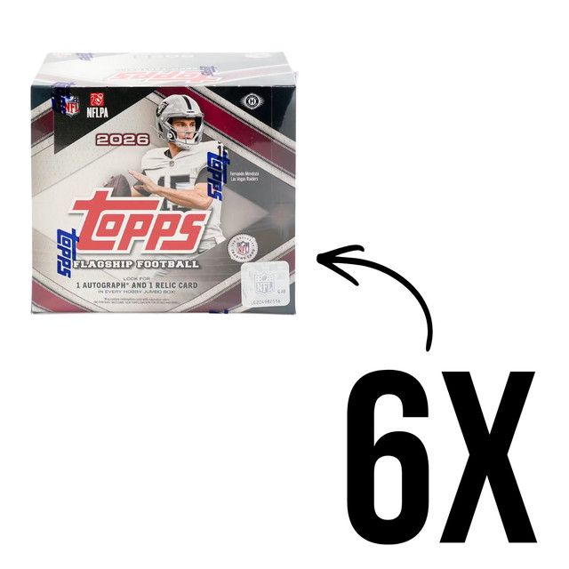 #817 2026 Topps Flagship Football 6X Hobby Jumbo FULL CASE Break - eBay Live