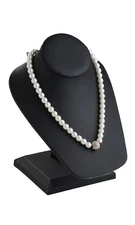 SSWBasics Black Faux Leather Necklace Display Stand - Elegant 6½"L x 7"W x 8¼"H