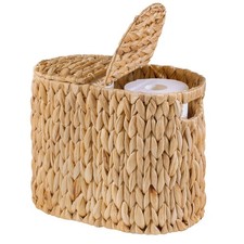 Basket with Lid, Water Hyacinth Wicker Storage Holder for 4 Rolls, Storage fo...