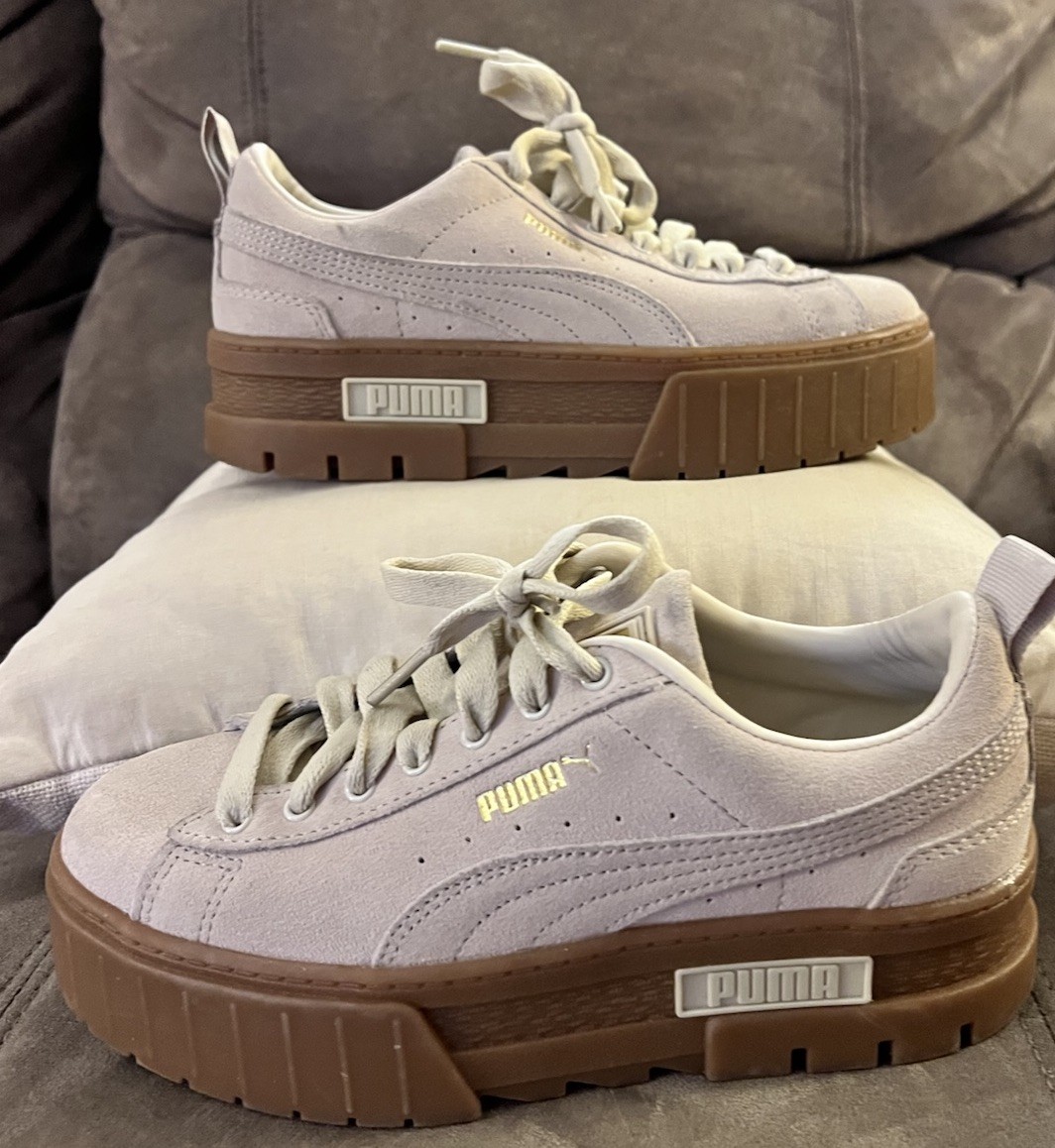 SAOLA Scarpe casual Puma Mayze platform beige scamosciate suola gomma taglia donna 6 5