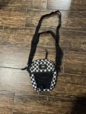 VANS Checkerboard Bale Mini Shoulder Crossbody Bag Black White Skateboard
