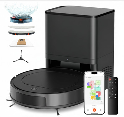 PRO Robot Vacuum Mop 25,000Pa 100D Auto-Empty Mop Extend Black