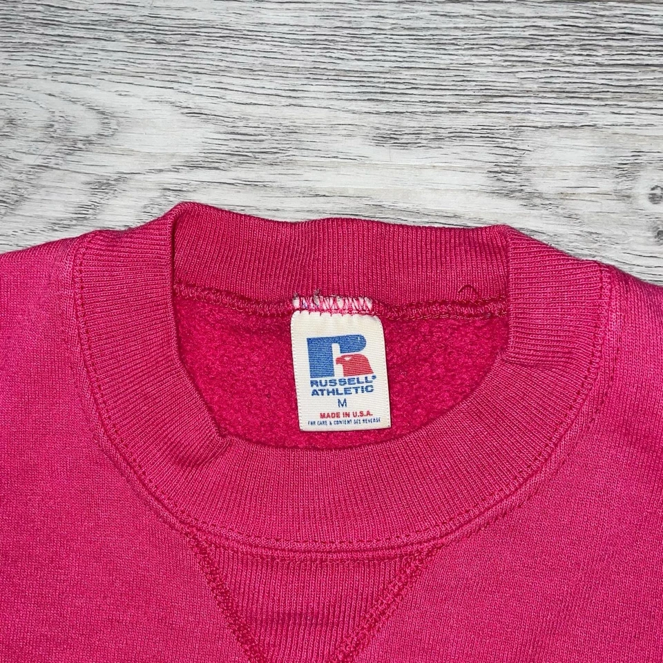 Moletom vintage feminino anos 90 tamanho médio feito nos EUA Russell Athletic gola redonda - Imagem 3 de 4
