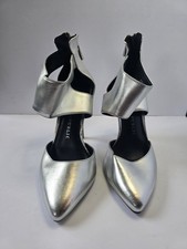 Rock  Republic Silver Rock Star Ankle Strap Pointed Toe Stiletto Heels Sz. 6