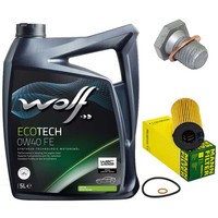 MotoröL Filter Set Wolf 0W40 5 Liter + ÖLablassschraube FüR BMW 1Er 3Er Touring