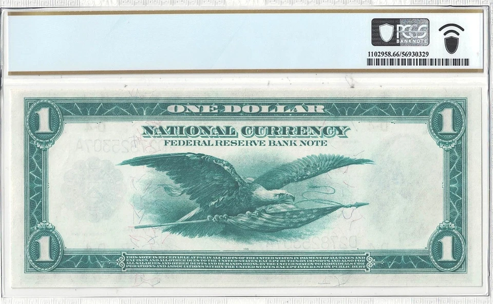 1918 $1 Federal Reserve Bank Note Fr-720 PCGS Gem CU-66 PPQ - Image 3 of 3