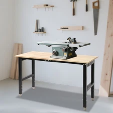 Max 2000 lbs Adjustable Height Workbench W/Power Outlets Heavy-Duty Work Table