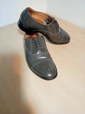 Loake Oban Oxford Semi Brogue Grey Leather Shoes Mens Size 9 Extra Wide