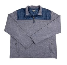 Eddie Bauer Mens XL 1/4 Zip Pullover Mixed Media Blue Heather Pockets Outdoors