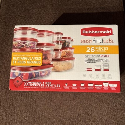 RUBBERMAID 2181380 26PC RED EASY FIND LIDS SYSTEM W/3 VENTED LIDS - NEW!
