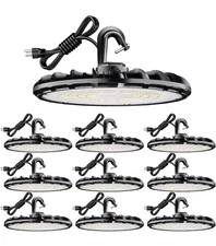 100W 10 Pack LED UFO LED High Bay Light, 1100lm/W, 120VAC, 5000k Daylight