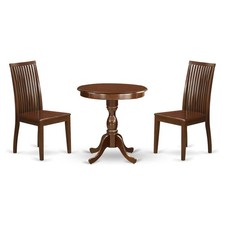 Juego de comedor redondo de madera de 3 piezas Pemberly Row con acabado de caoba