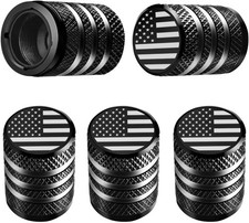 Decurcar Tire Valve Stem Caps 5 Pack American Flag - Black Tire Air Caps Alumi