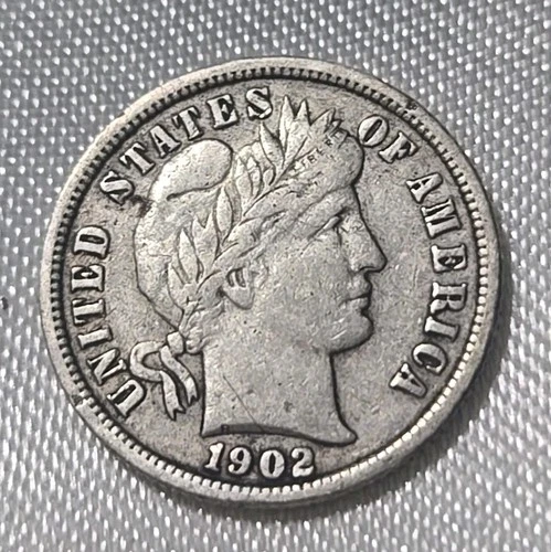 1902 S BARBER DIME VF+++
