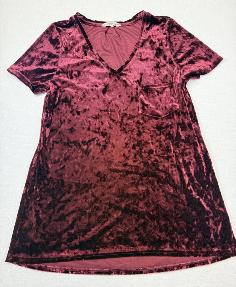 Spring & Mercer Crushed Velvet Legging Tee Tunic Sz Med Garnet Witchy Whimsigoth - Image 2 of 4