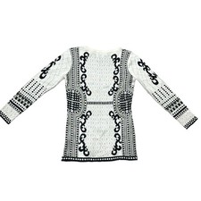 Bacci Long Sleeve Soft Stretch Knit Sweater Dress Cream and Black Size Small 