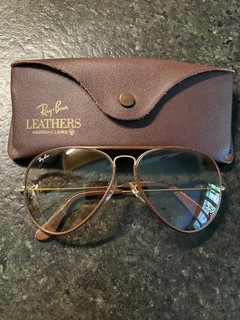Vintage Ray Ban Aviator LEATHERS Sunglasses Bausch & Lomb Transitions