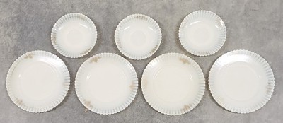 7 Pcs MacBeth-Evans Cremax Opalescent Regency Petalware 4 Salad Plate 3 Saucer