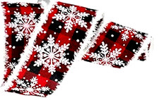 Winter Snowflakes 2.5" by 3 yd Wired Ribbon Red Buffalo Plaid Chenille Edges