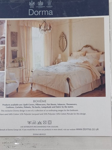 DORMA Jacquard " Boheme" Single Cuffed Flat Sheet New Cream 180cm X 260cm - Picture 3 of 6