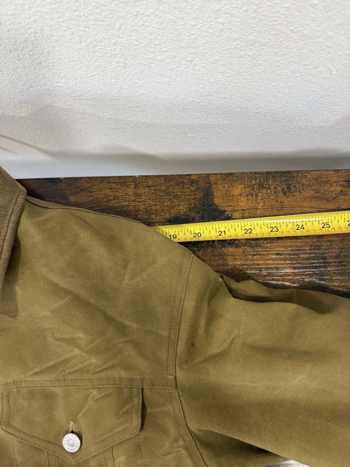 Buck Mason Men's M Khaki Waxed Canvas Trucker Jacket Corduroy Collar NWT - product detail image 14