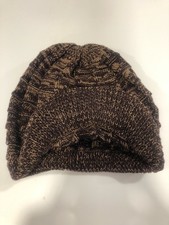 Brand NEW KNIT HAT with Brim - Winter Beanie Hat - Crochet Pattern, Brown